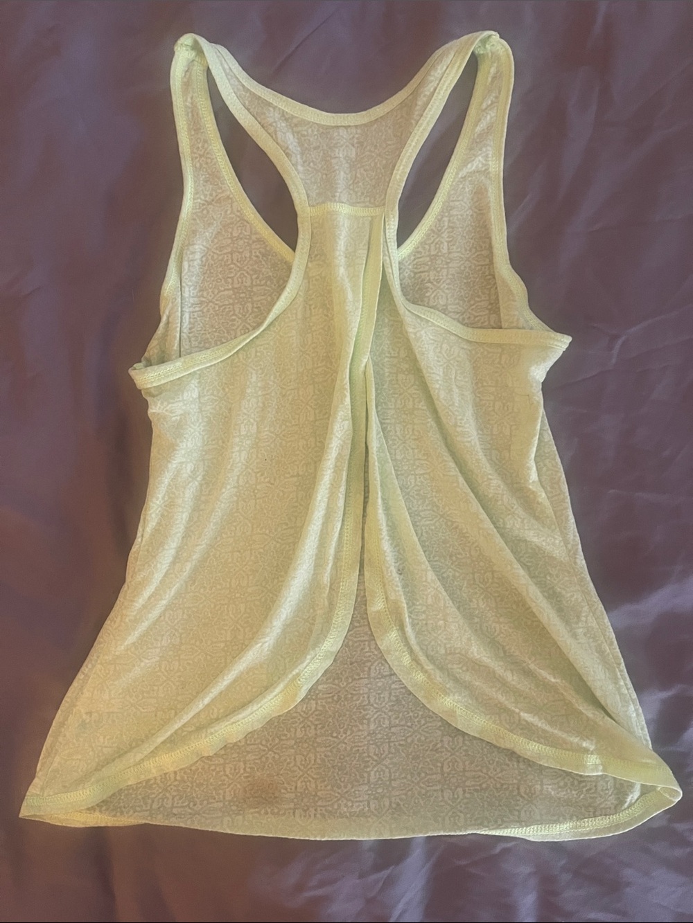 Avia Light Yellow Racerback Tank with Subtle Pattern - Picture 2 of 2